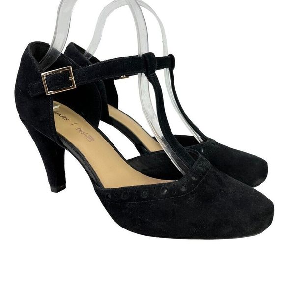 Clarks Shoes - Clarks Dalia Leah Womens T Strap High Heel Suede Leather High Heels Shoes sz 9
